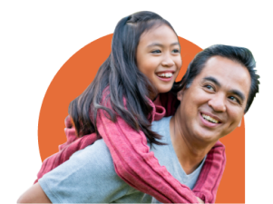 A person carrying a child on their back