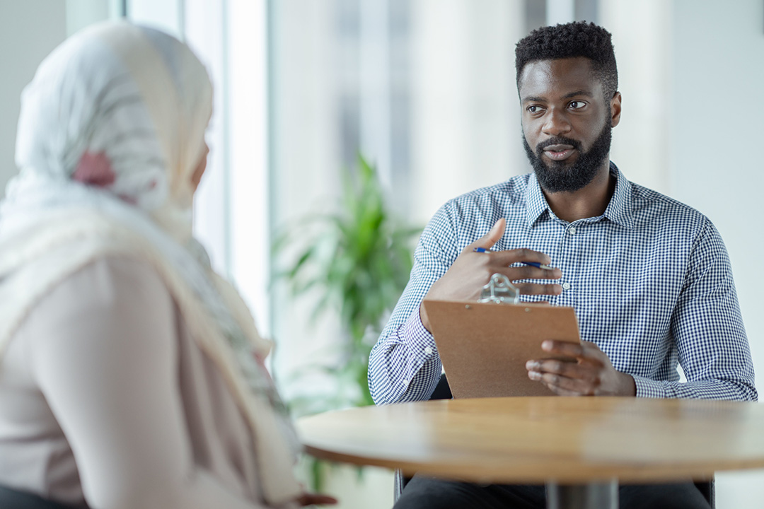 two people at a table