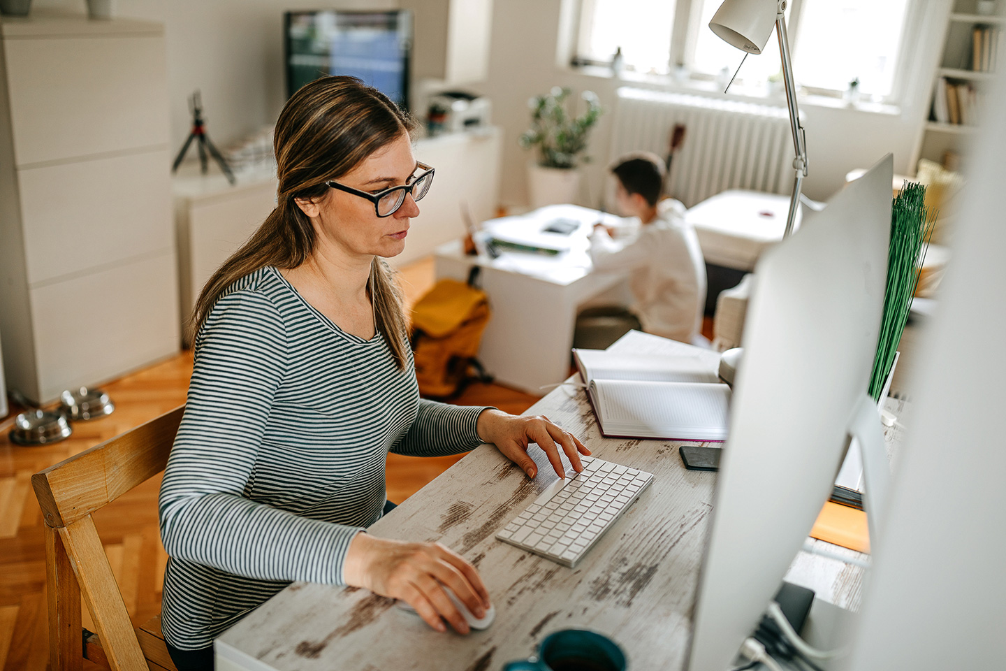Woman working on a computer