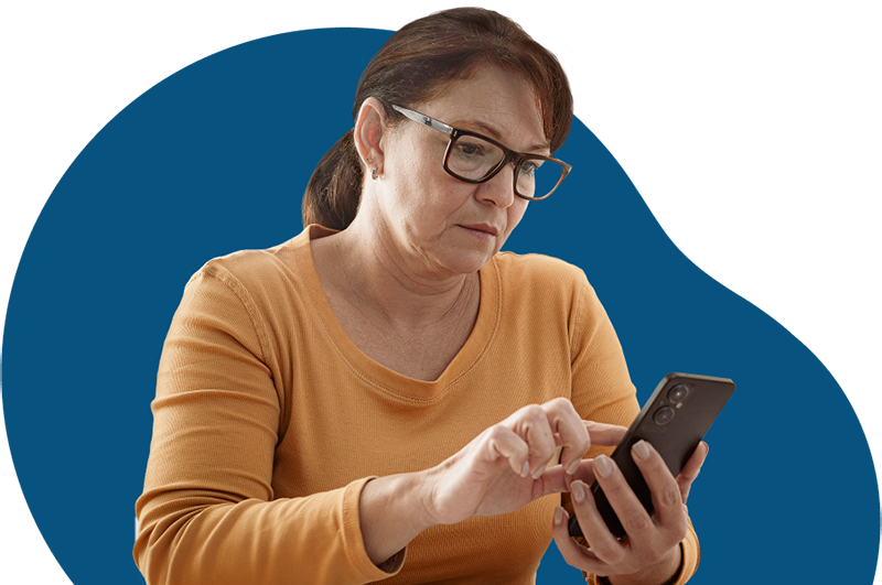 A woman holding a phone